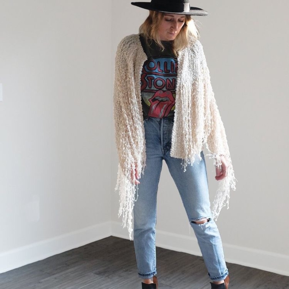 Knot sisters fringe sweater